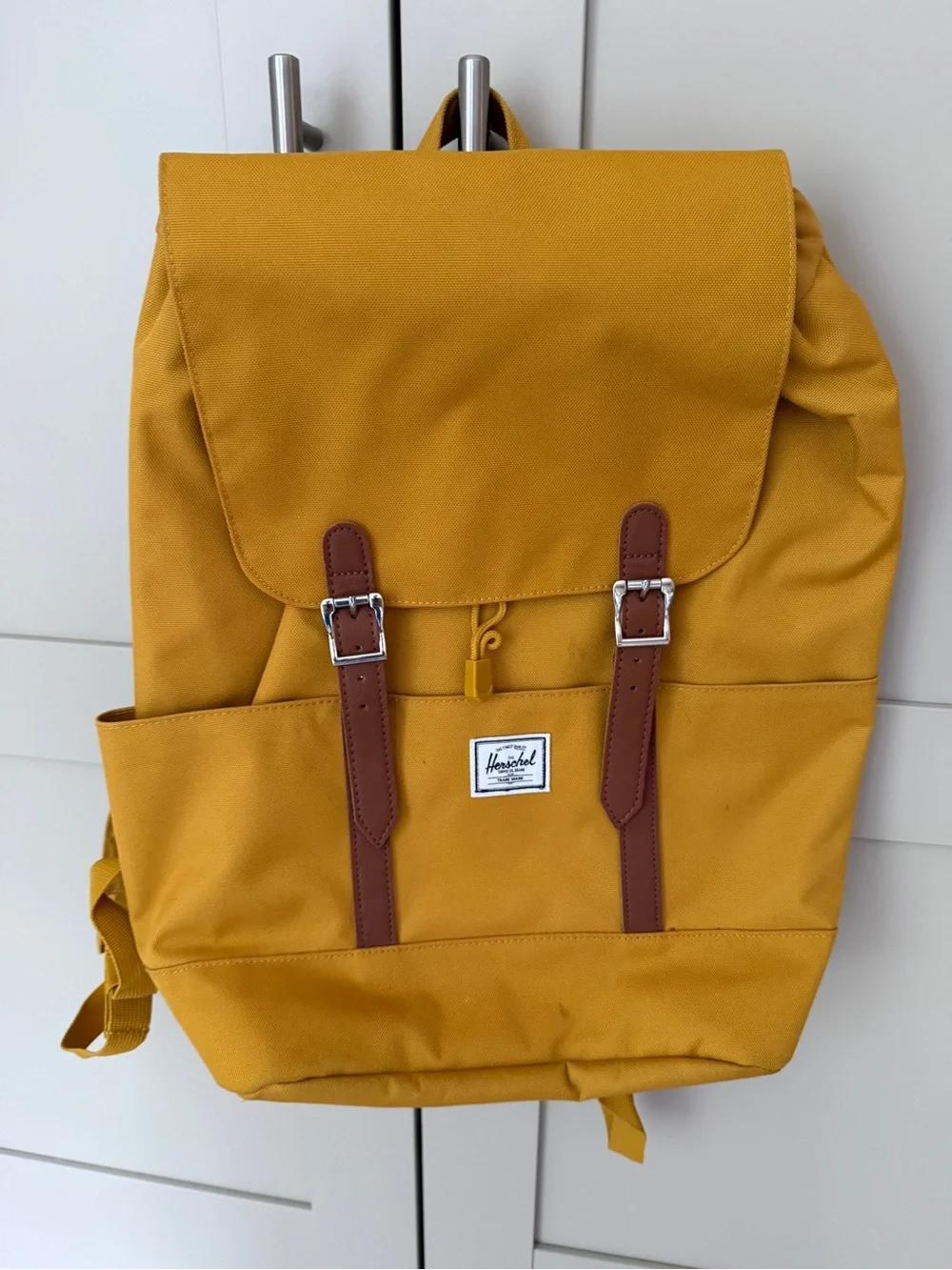 Herschel Supply Company Backpack in Mustard Yellow with Brown Straps